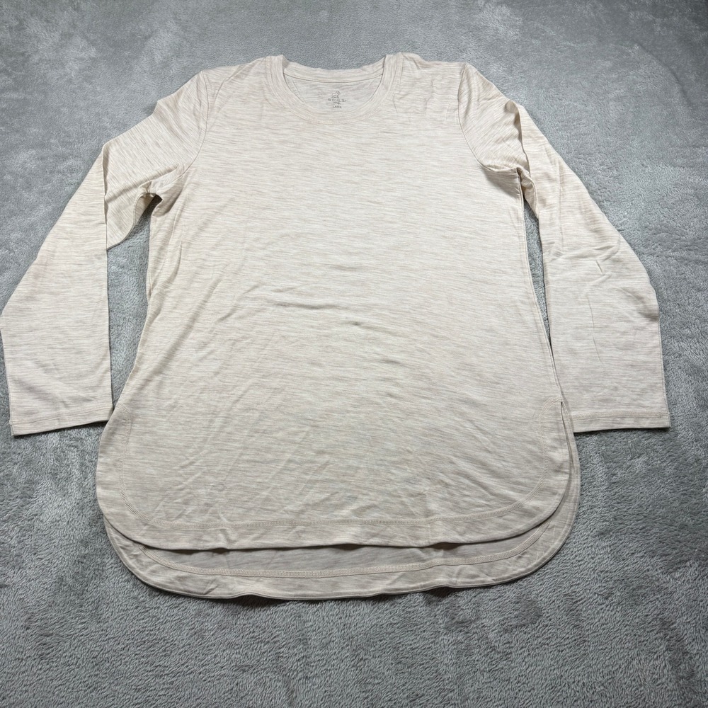 Woolx Hazel Tunic Top Women Large Beige Merino Wool Blend Long Sleeve